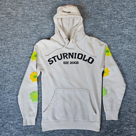 Sturniolo Triplets Hoodie Beige Long Sleeve Logo Floral Unisex Small 2 Million - Picture 1 of 13